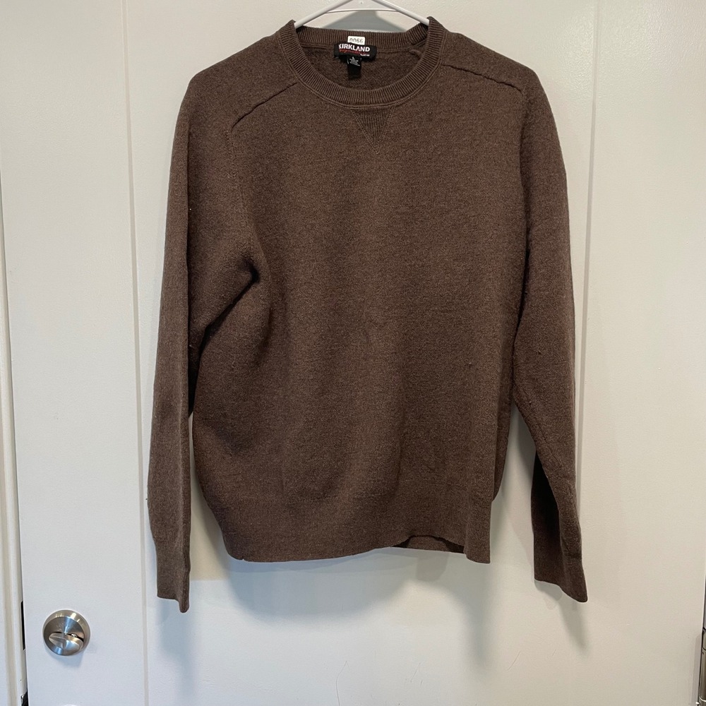 Kirkland Signature Men Brown Extra Fine Merino Wool Pima Cotton Sweater L 688736